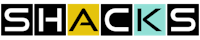 the logo for shacks on a black background